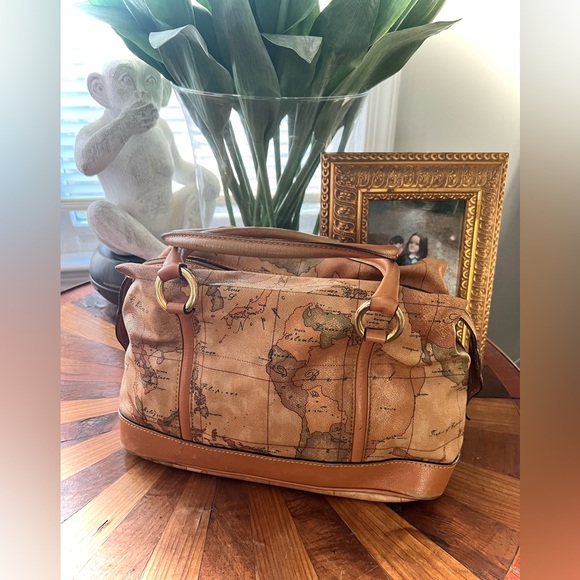 Alviero Martini Aged Map Satchel handbag